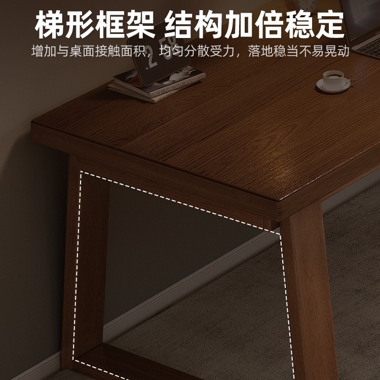 Escritorio de doble pierna de madera maciza, escritorio de computadora de aprendizaje para estudiantes en casa, escritorio largo, escritorio de trabajo, escritorio de dormitorio