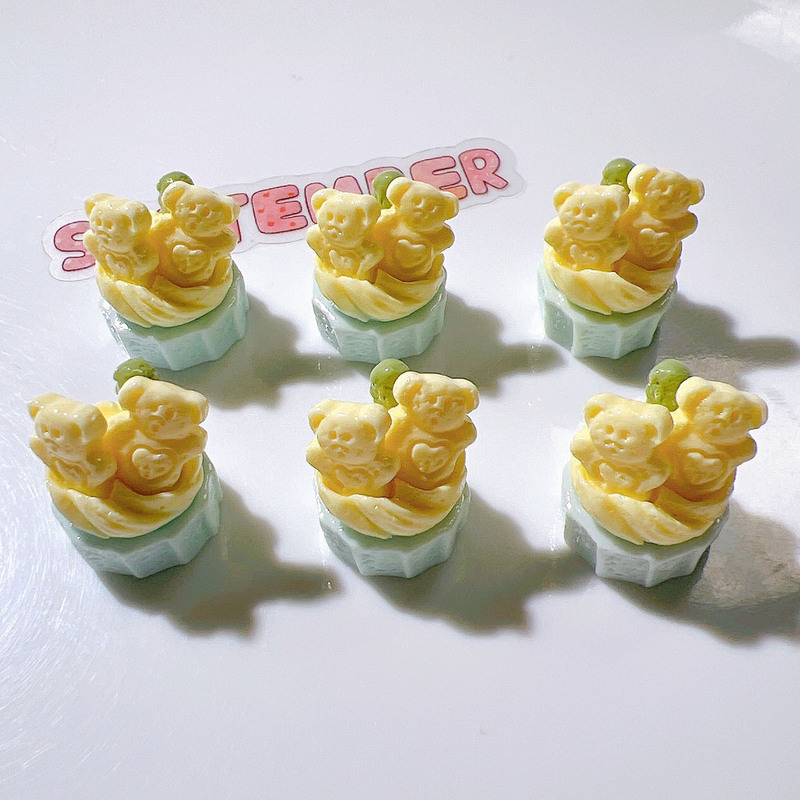 树脂配件DIY平底儿童头饰贴片跨境鞋花底材吊坠挂件小立体熊蛋糕|undefined