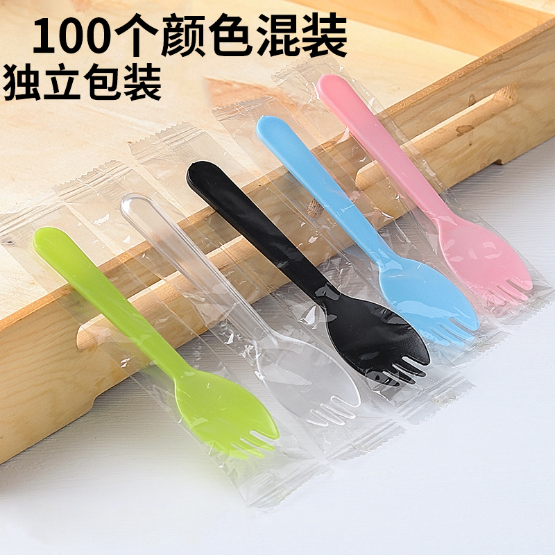 Cuchara y tenedor de color 100pcs - Accesorios