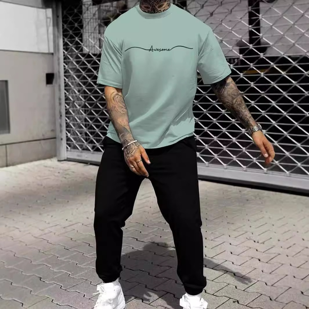 Pantalones de camiseta de manga corta sueltos de la marca de moda 2024 nuevo traje de dos piezas simple y casual ME13 ML4