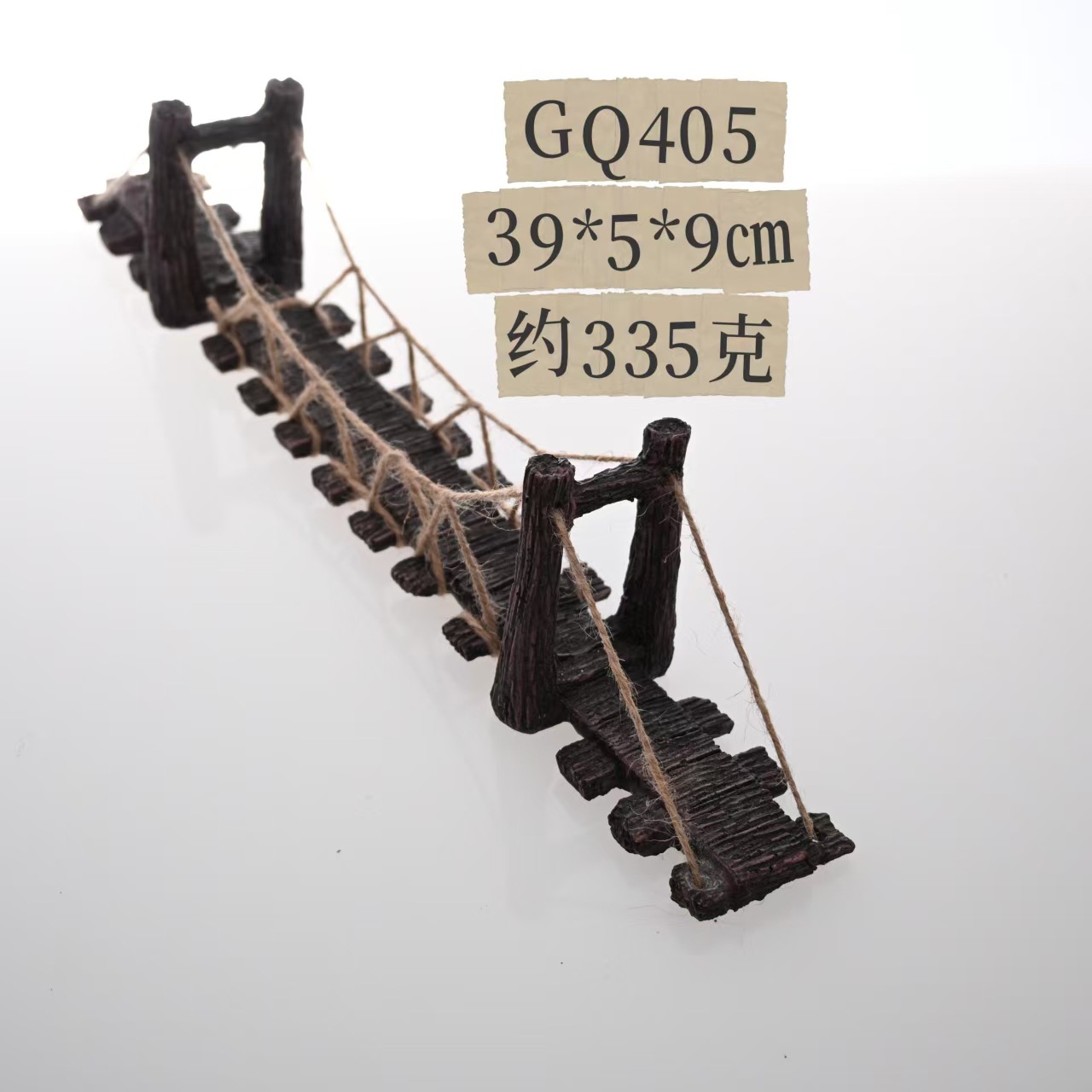 Nuevas decoraciones de paisajismo, decoración de rocalla, acuario, puente colgante creativo, accesorios de puente de madera, fábrica de puente de suministro de piedra artificial