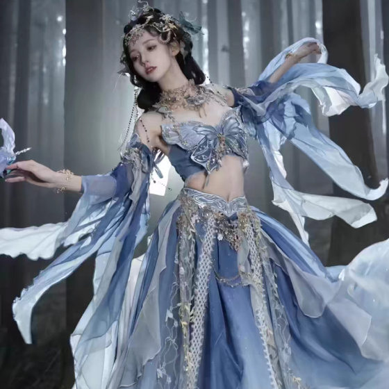 Butterfly Strapless Hanfu suit Exotic Costume Summer Photo Embroidery Tour Shooting Elf Fairy Costume