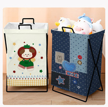 大容量小清新印花可折叠收纳篮铁架脏衣篮牛津布玩具衣物整理收纳