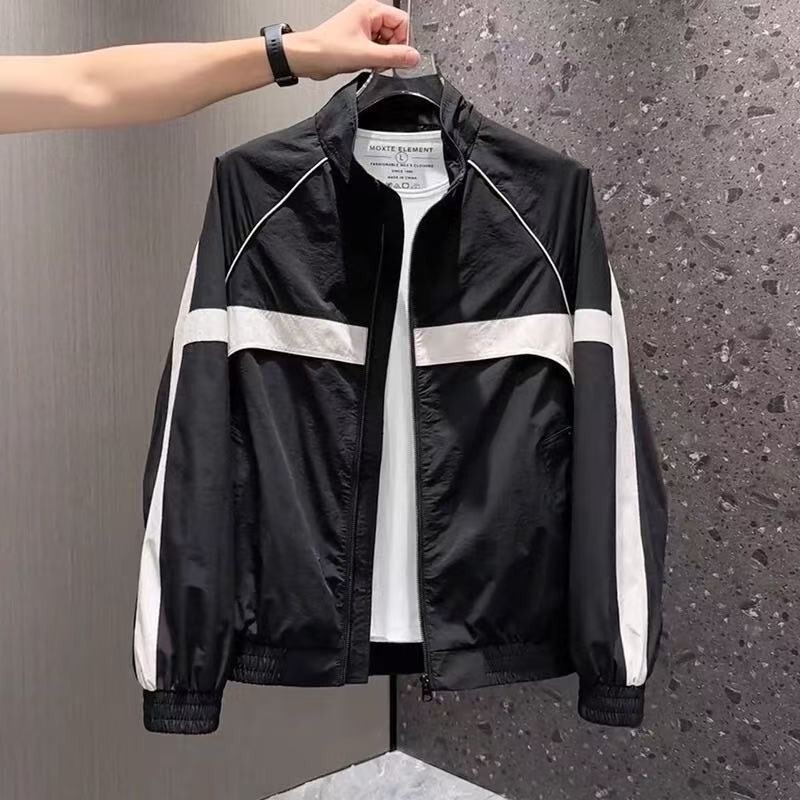 Spring New Men's Patchwork Color-Blocking Fashion Simple Lightweight Jacket Loose Versatile Trendy Casual Jacket