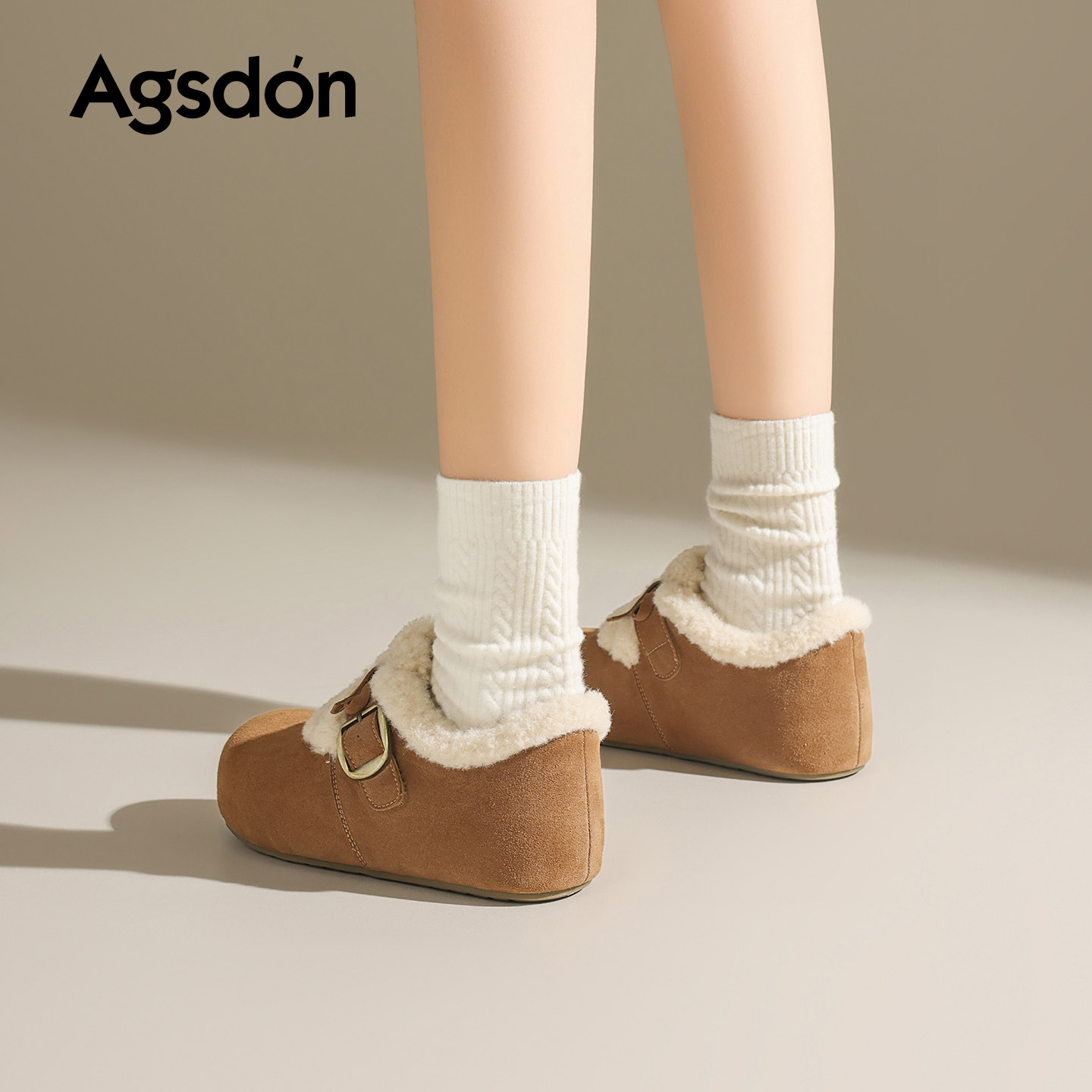 Augu Lion Deng Xiaoping Bockens mujeres 2025 nuevo otoño invierno todo incluido zapatos de lana de fondo grueso botas de nieve