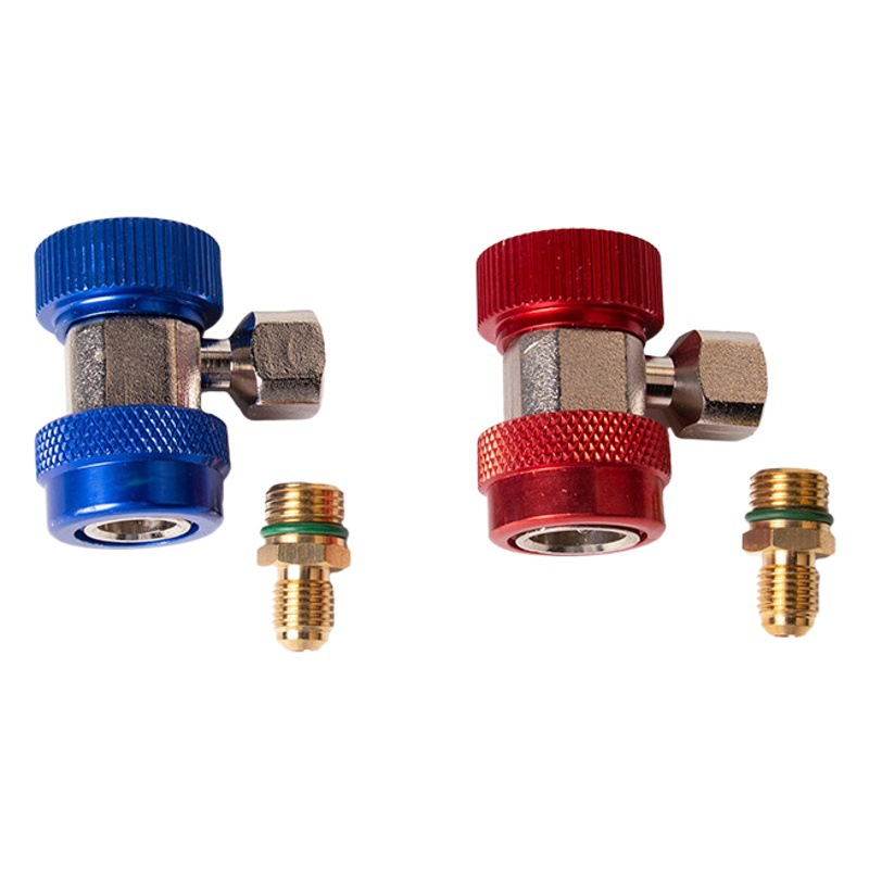 Fábrica directa coche fluoración ajustable conector rápido de tres vías aire acondicionado nieve alta y baja presión refrigerante herramienta de conversión