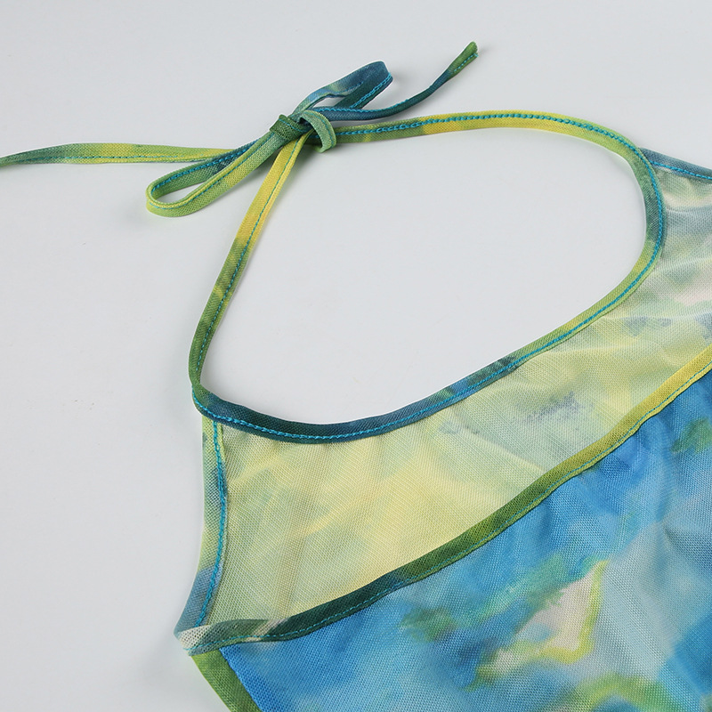 Tie-dye Printing Mesh See-through Camisole 2
