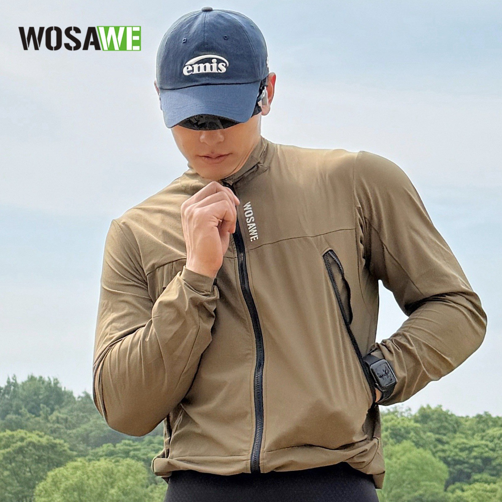 Wosawe Spring and Summer Road Cycling Windbreaker Jacket, Windproof and Water-Repellent Long-Sleeved Cycling Clothing for Men and Women