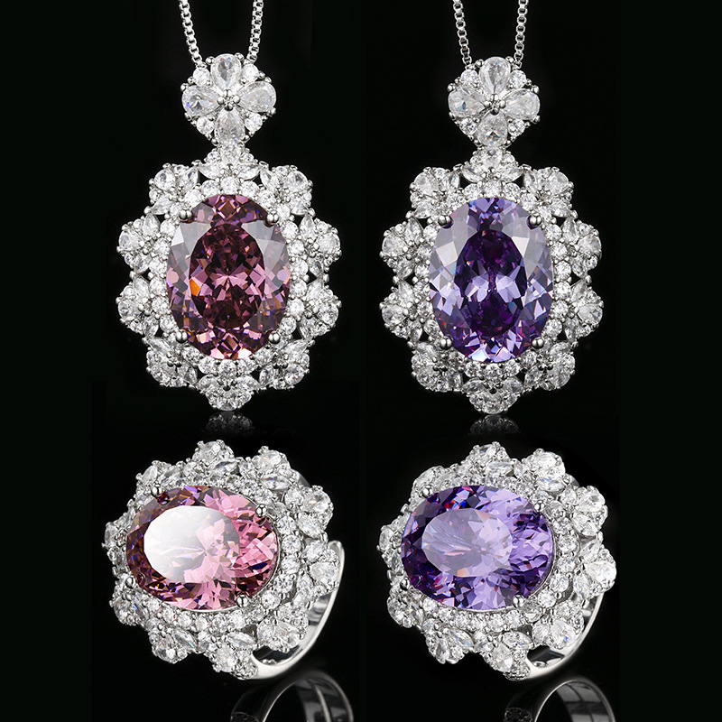 Joyas de Zhuang Shengsheng, cobre chapado en oro, nido de pájaro de simulación europea y americana, juego de colgante de alta gama en forma de huevo de color cortado 12*16