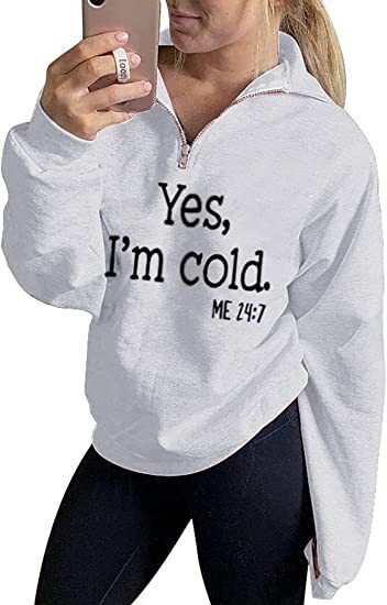 Long-term in stock Amazon New Women's 1/4 Zipper Pullover Sweatshirt Loose Casual Zipper Sweatshirt Women