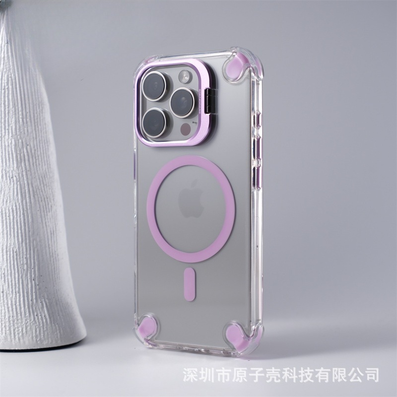 适用iPhone17promax镜头支架手机壳苹果16气囊防摔15透明磁吸PC套|undefined