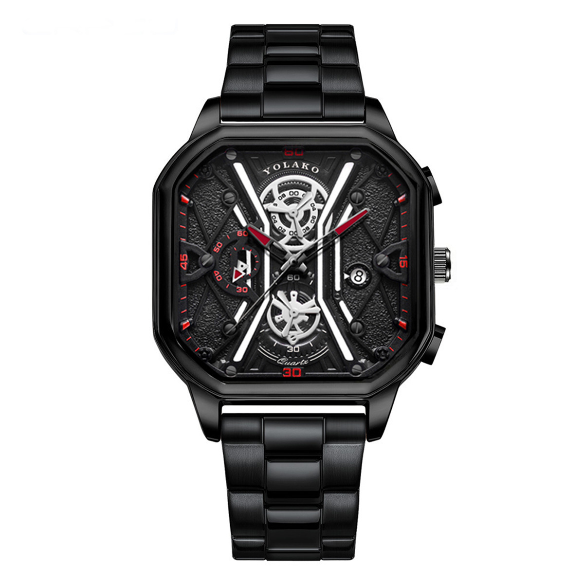 Wrist Watch Non-mechanical Watch Large Dial Men's Watch Men's Watch Super Large New Concept Calendar Creative Belt Steel Band Watch_voghion.com