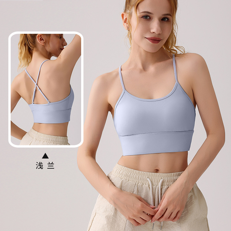 Ropa interior deportiva europea y americana, chaleco a prueba de golpes, tirantes, tops de fitness para correr desnudos, sujetador trasero sexy