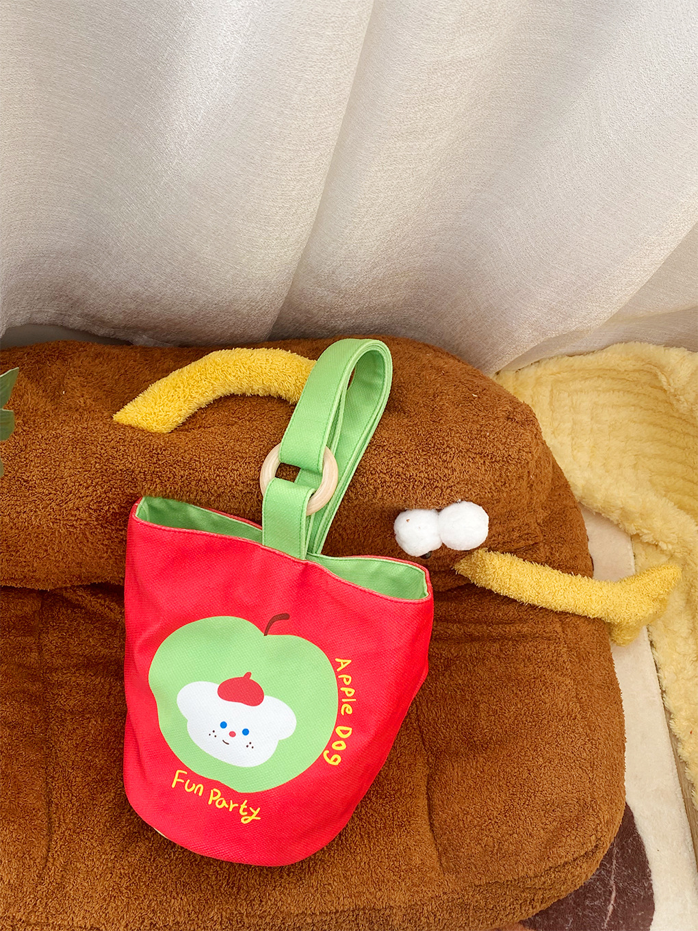 Cartoon cute cubo bolso de color contraste bolso de mano bolso de almuerzo de trabajo bolso portátil de mamá bolso de mano bolso de lona mujer