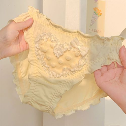 Nerian Sweetheart ~ Japanese Mid-Waist Girl Panties Girls Pure Cotton Crotch Cute Sweet Women's Fleece Warm Breathable 