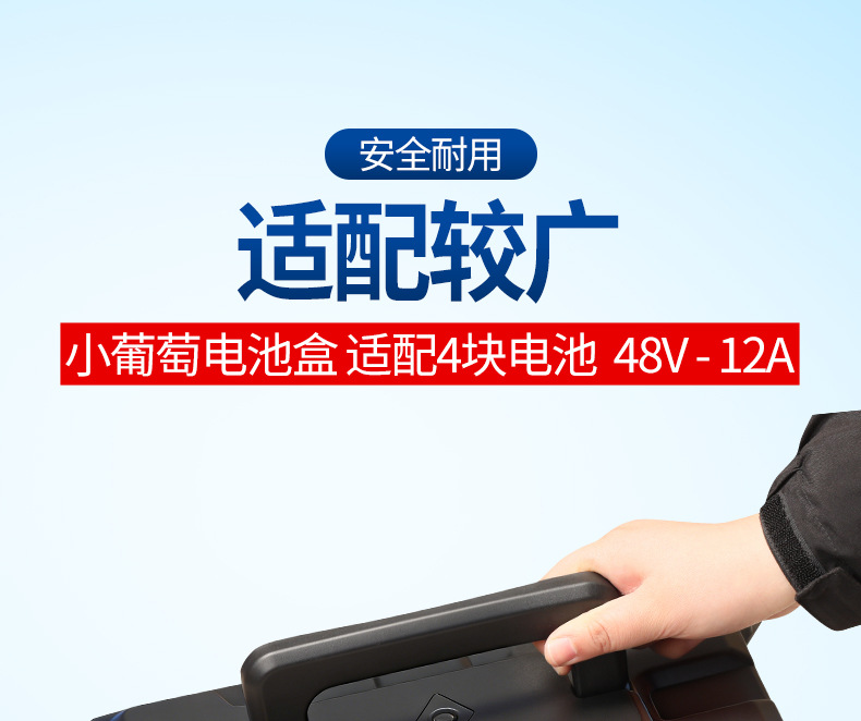 Electric Vehicle Small Grape Battery Box 48V12A Lead-Acid Battery Box Thickened Waterproof Portable Battery Universal Protective Case