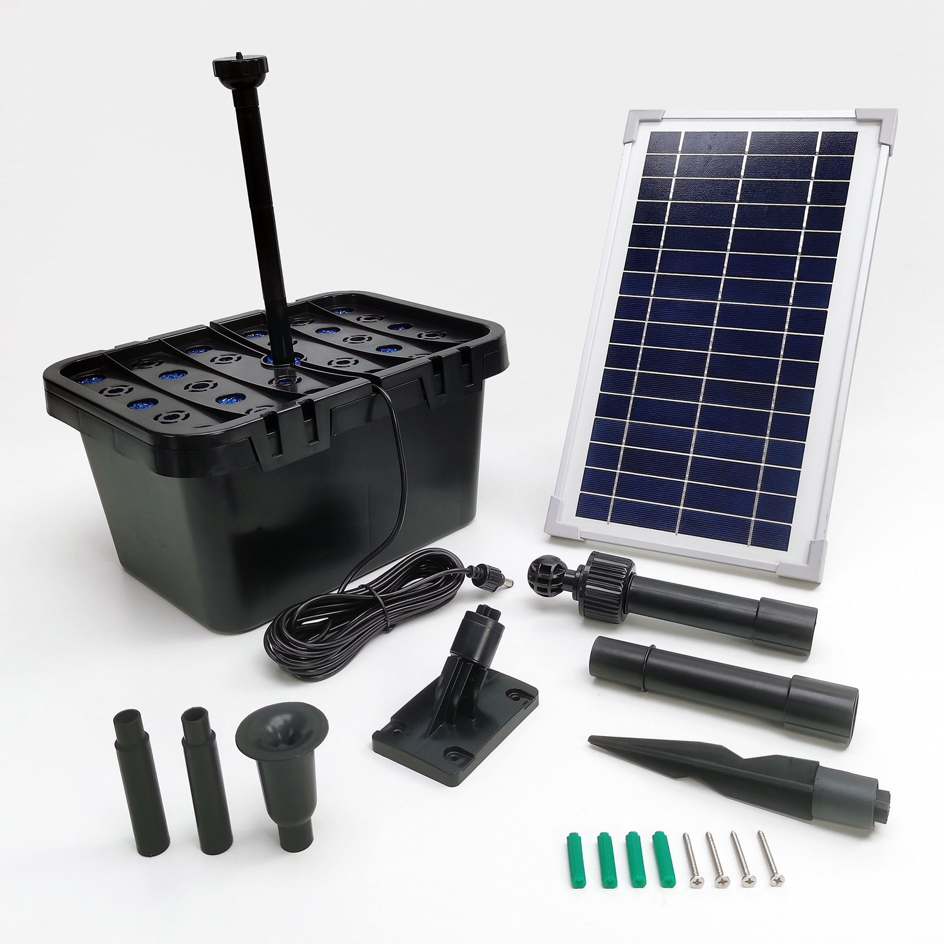 DC8V太阳能喷泉泵带过滤桶花园池塘景观泵-SP8-360608E-F