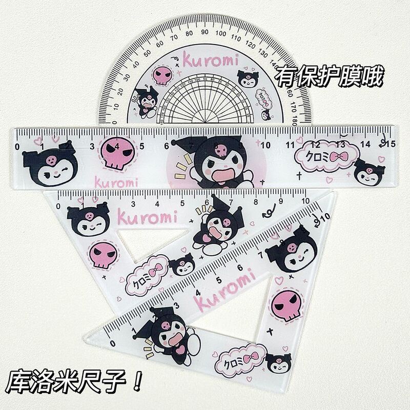 Manufacturer Wholesale Cute Kuromi Ruler Set for Students, High-Quality Acrylic Stationery, Triangle Ruler and Protractor Four-Piece Set Manufacturer Wholesale Cute Kuromi Ruler Set for Students, High-Quality Acrylic Stationery, Triangle Ruler and Protractor Four-Piece Set