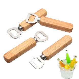 Oak handle beer bottle opener wooden can opener beverage bottle lid opener lettering hotel restaurant wine container gift