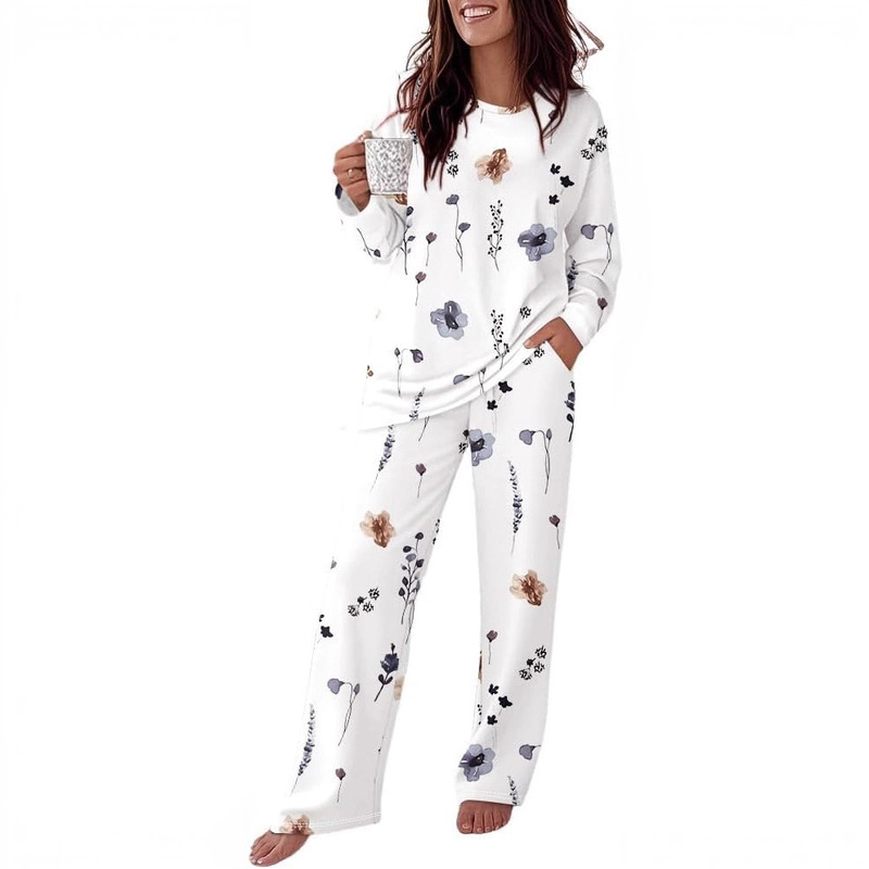 Cross-Border Foreign Trade Women's Pajama Set 2-Piece Long-Sleeve and Short-Sleeve Set 2025 Loose-Fitting Home Wear Set