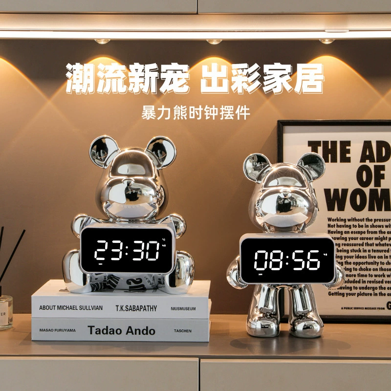 Cartoon Creative Smart Bear Clock - Electronic Decoration for Living Room & Bedroom, New Collection
