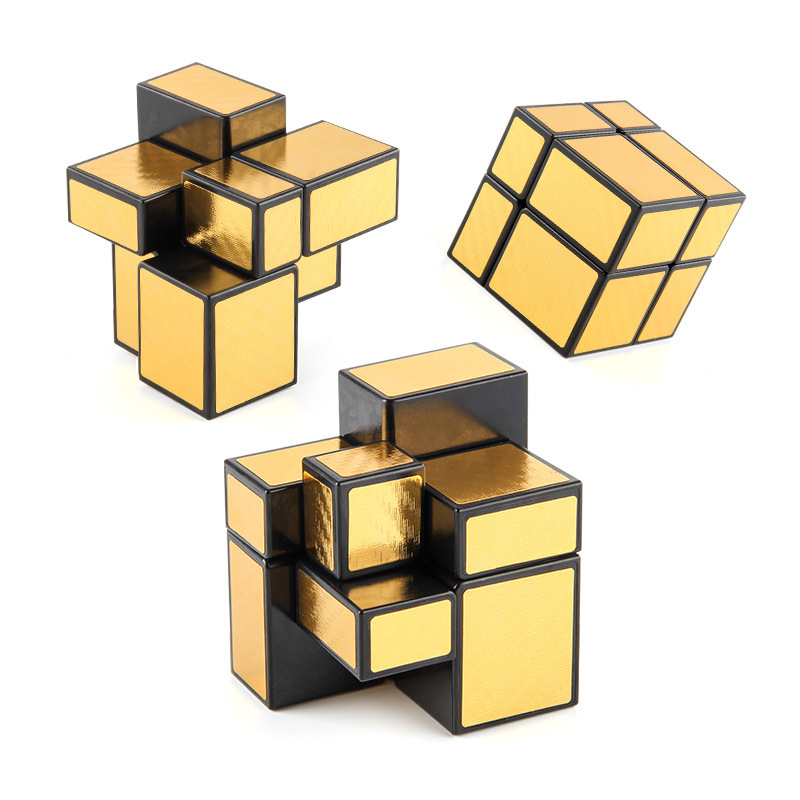 Niños rompecabezas oro y plata pegatinas espejo cubo rubico suave rotación de segundo y tercer cubo rubico descompresión juguete rubico