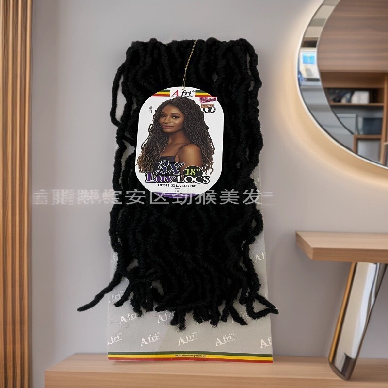 Cross-Border African Braided Locs Loc12 3X Luv Locs 18" Crochet Loop Hair Wig