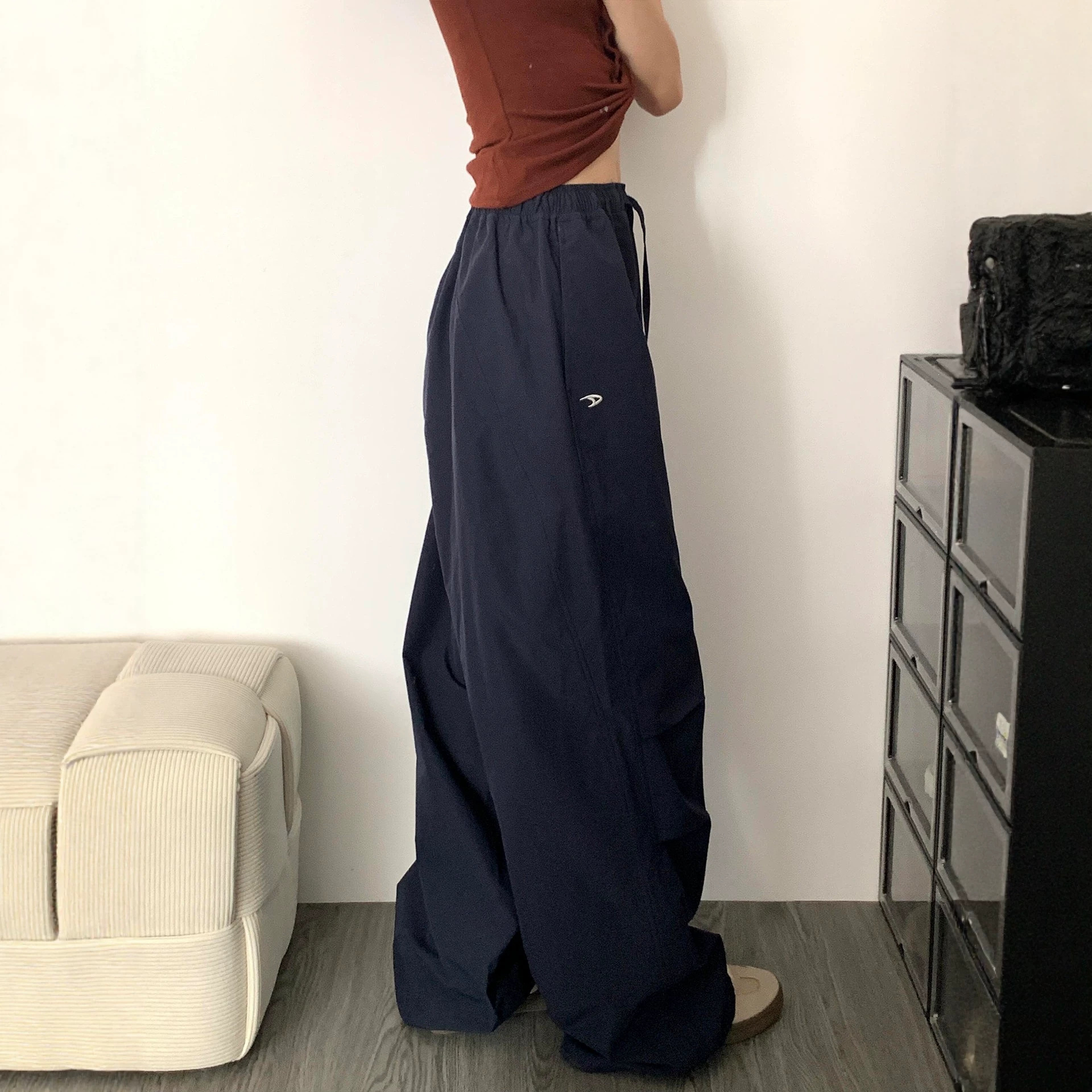 2026 women's summer and autumn thin pants, American-style relaxed and casual athletic pants, plus-size women's quick-drying wide-leg work pants