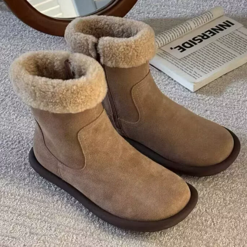Зимние матовые теплые ботинки ниже голени