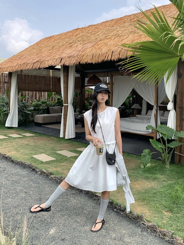 Huang Zheng 韓国ノースリーブレース取り外し可能なドレス夏の新しい気質年齢を減らすショートスカート 520554|undefined