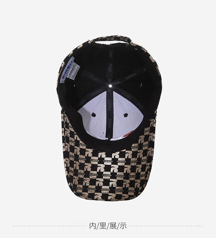 Frühlings- und Herbst-Baseballmütze mit aufgesticktem FREQ-Allover-Druckbuchstaben und Entenzunge, Street-Fashion-Trend_voghion.com