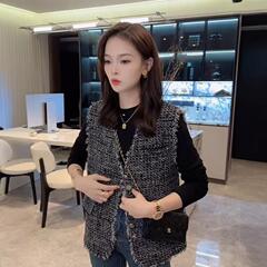 小香风流苏针织马甲外套女春秋冬新款显瘦洋气无袖坎肩马夹上衣
