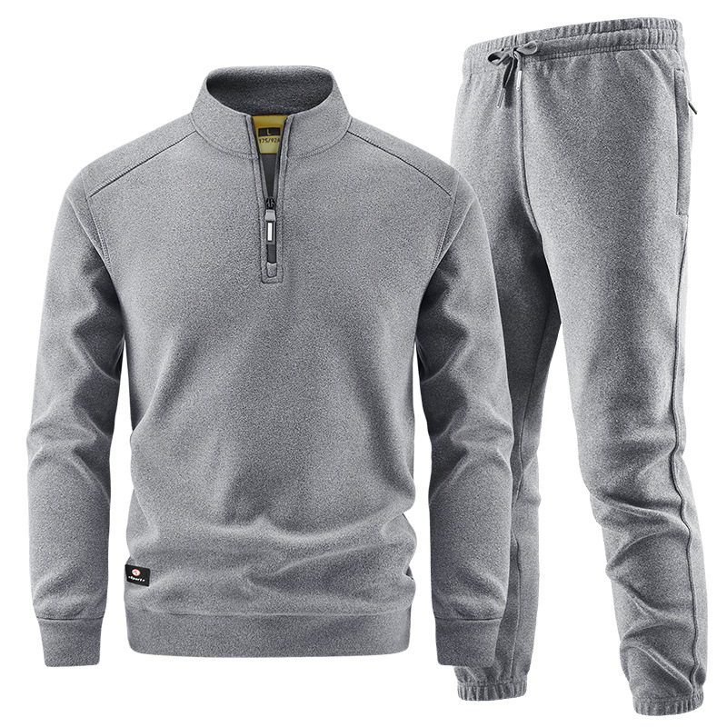 Half-zip sweatshirt set, sportswear set, spring and autumn men's casual fashion complete set, men's stand collar