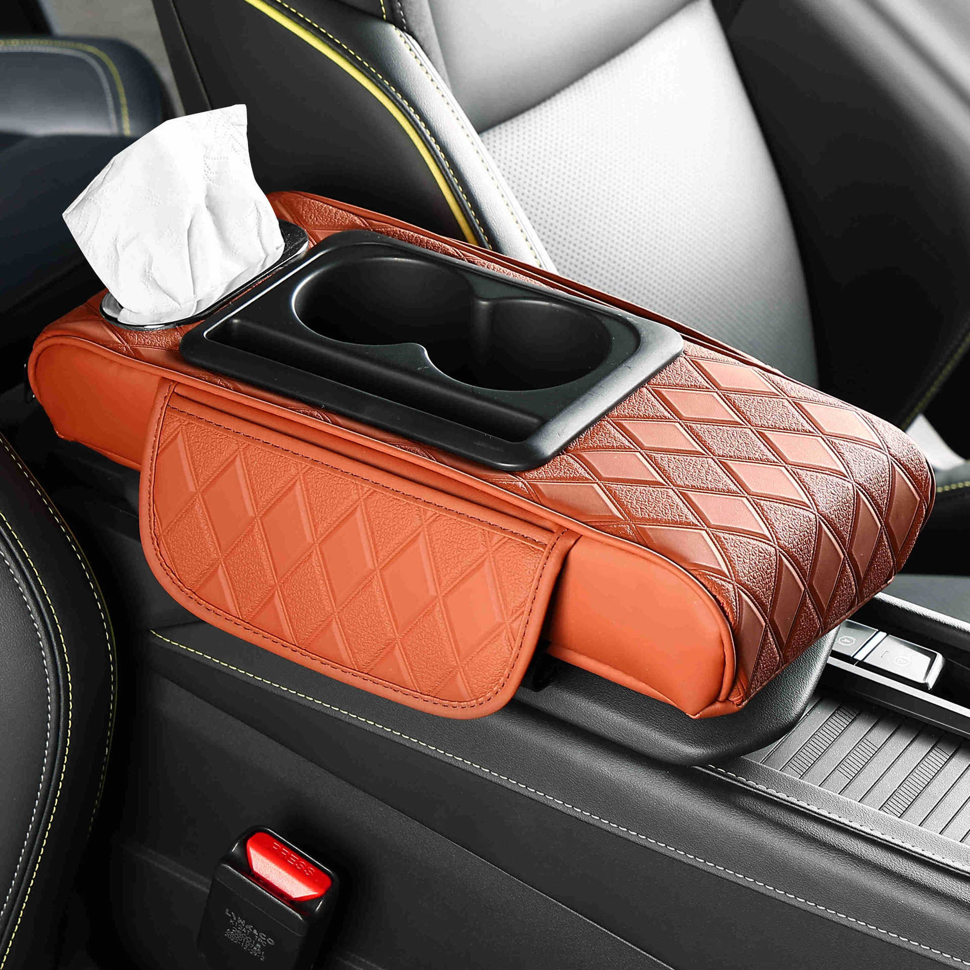 New central car armrest box pad multifunctional tissue box five-in-one increased pad elbow holder storage bag