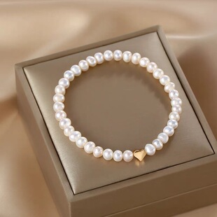 Freshwater Pearl 18k Gold-plated Love Bracelet Women's Simple Small Pearl Bracelet Fashion OL Light Luxury Exquisite Trendy