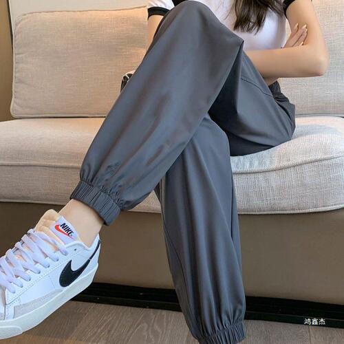 2026 new ice silk quick-drying sweatpants women's summer thin pants mosquito knickers loose casual sun-proof pants