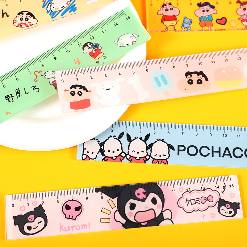 Cartoon Creative Ruler Elementary School Cute Stationery 15cm Plastic Ruler Transparent Student Ruler School Supplies Wholesale