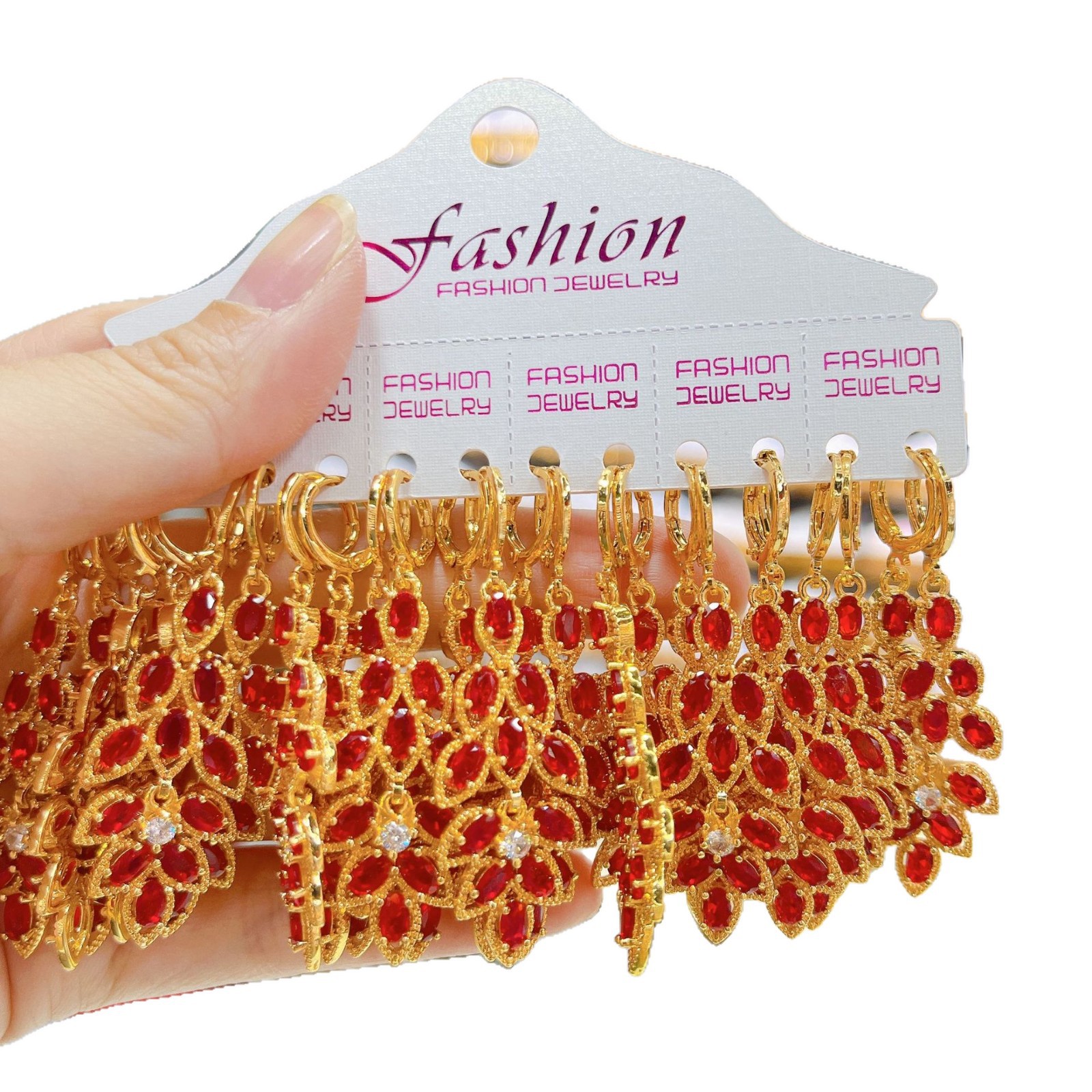 Aretes transfronterizos de cobre chapado en oro con bordas de aretes incrustados de zircón para orejetas de orejas para mujeres delicadas image 6