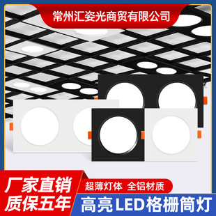Double-Headed Downlight with Two Holes Embedded Ultra-Thin Rectangular Simple Lamp Living Room Aisle Entrance Ceiling Led Spotlight
