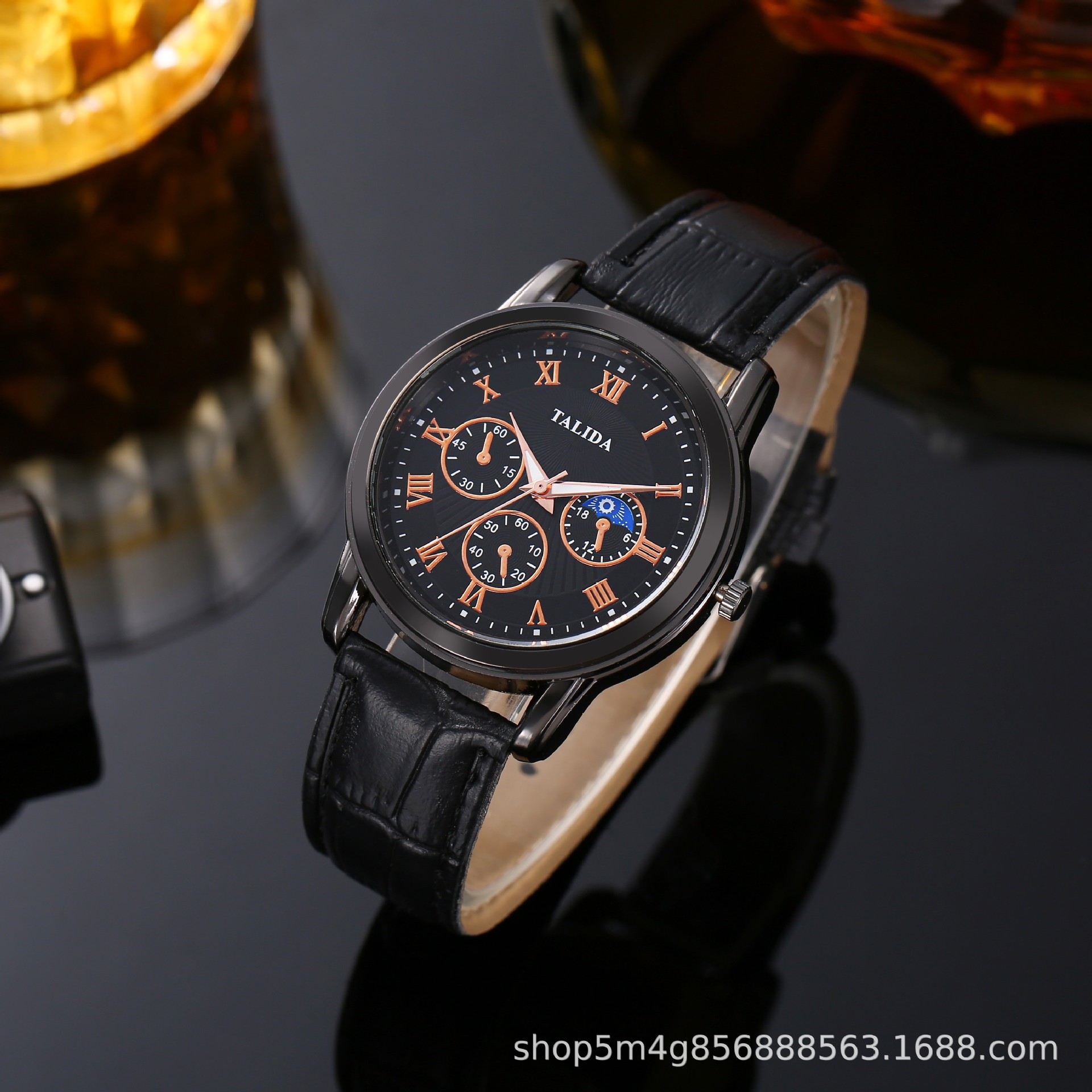 Counter Brand Watch Men's Black Case Black Belt Light Luxury Versatile Trendy Fashion Luxury Quartz Watch