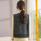 时尚圆领春秋无袖外套波点小香风马甲开衫年轻款针织洋气女装背心，女装马甲，妃慕昵服饰