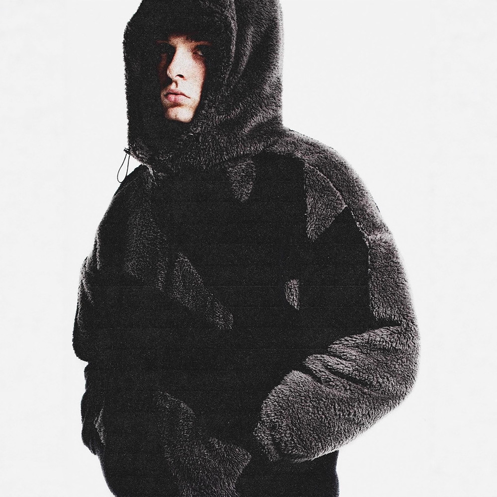 Amazon Y2K European and American Autumn and Winter Lamb Wool Splicing Cardigan Zipper Hooded Street Jacket for Men and Women