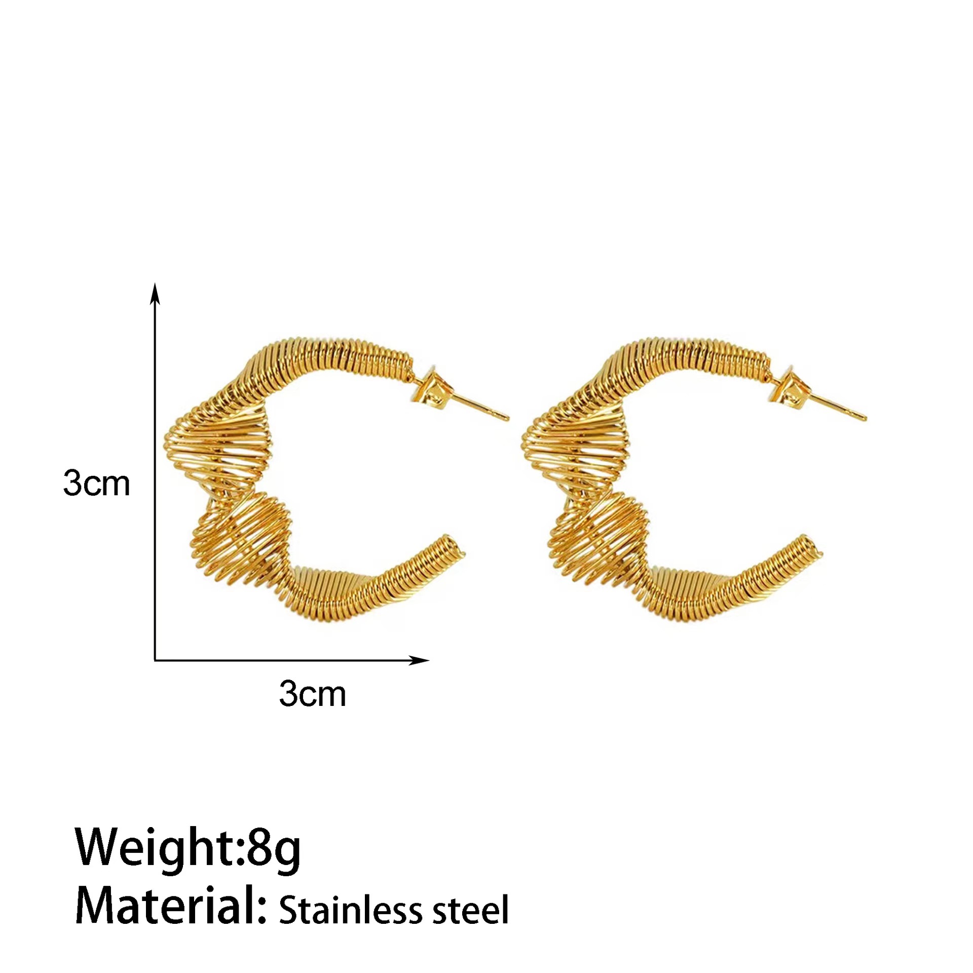 12g Weight Titanium Steel Ear Needle Material 18K Gold Plated Plating Material Ear Studs Classification 1 Pair Quantity Holiday, Daily Occasion Titanium Steel Material C Shape Pattern Women's Gender Exaggerated, Simple Style Style 1 Pair Exaggerated Simple Style C Shape Titanium Steel 18K Gold Plated Ear Studs 2