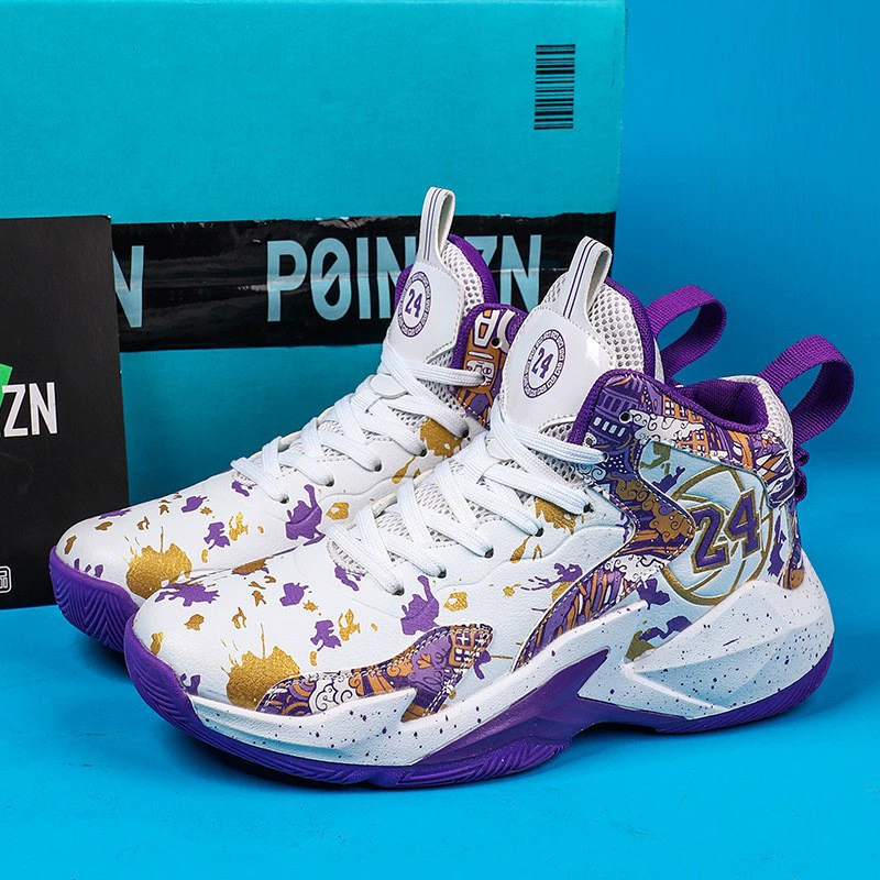 Новая баскетбольная обувь высокого уровня мужская кожаная лапша детская маленькая обувь бетон внутри и снаружи боевая обувь для бега оптом 8905