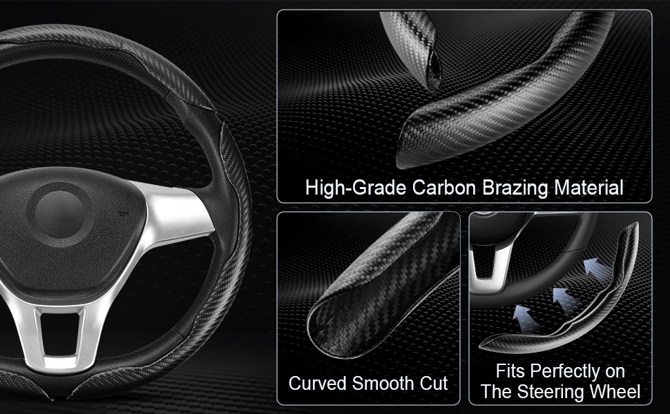 New Style Steering Wheel Clip-On Racing-Grade Carbon Fiber Butterfly Design Three-Piece Steering Wheel Cover with Anti-Slip and Wear-Resistant Design