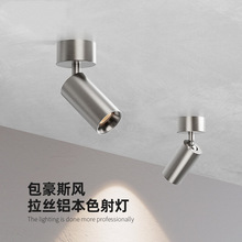 明装包豪斯射灯可调角度极简中古风不锈钢电镀led家用防眩COB射灯