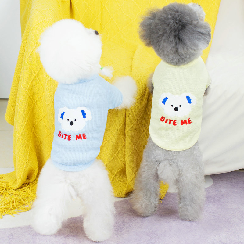 2023新款寵物春夏衣服泰迪中型犬狗狗華夫格小熊T恤寵物衣服代發