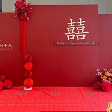 出阁宴现场景结婚背景墙布置婚礼婚庆装饰全套农村庭院留影区kt板