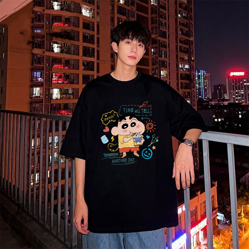 2026 pequeño nuevo impresión versátil inns cuello redondo camiseta de manga corta camiseta casuales blanco t ropa de pareja para hombres y mujeres T comercio exterior