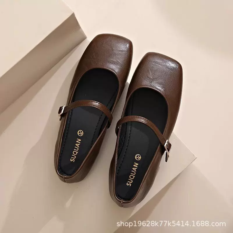 玛丽珍女鞋2025春季新款配裙子法式低跟小皮鞋平底单鞋温柔晚晚鞋